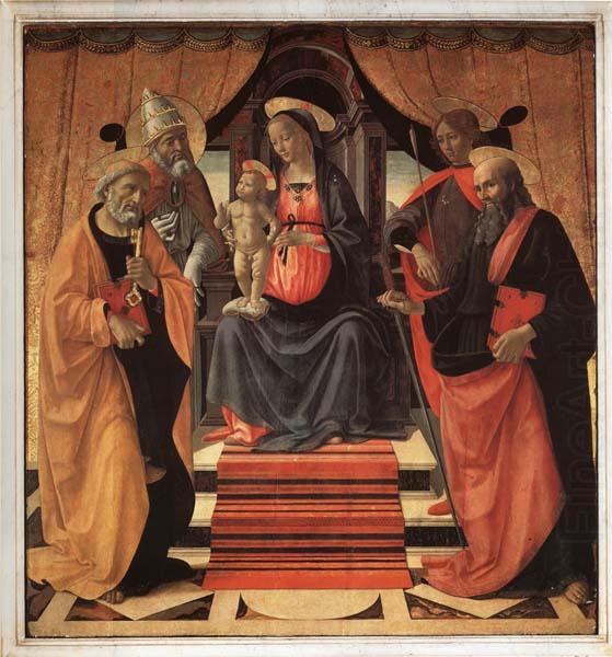 Thronende Madonna mit den Heiligen Petrus,Clemens,Sebastian und Paulus, Domenicho Ghirlandaio